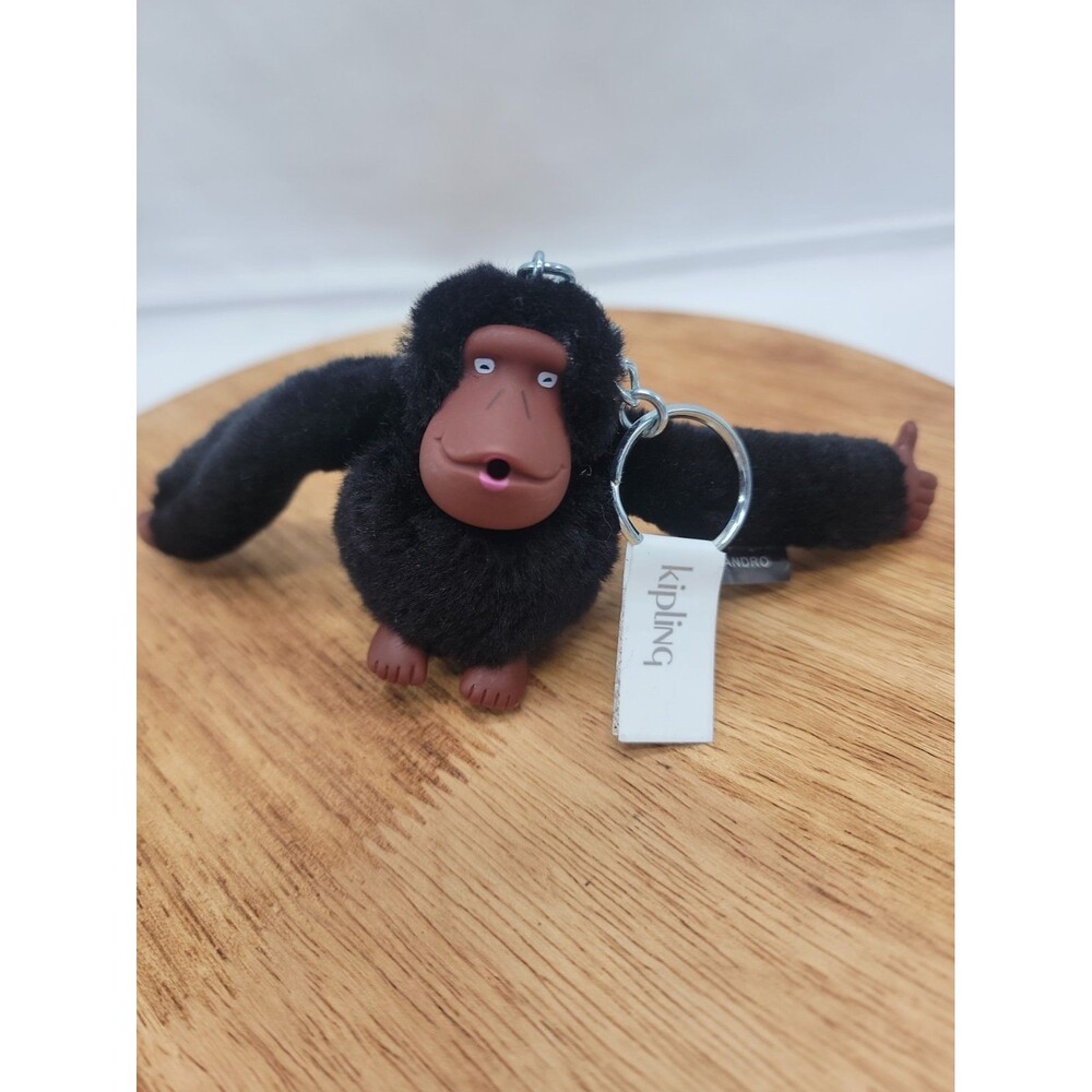 KIPLING LEANDRO Bag Charm Hang Tag Black Monkey Silver Hardware